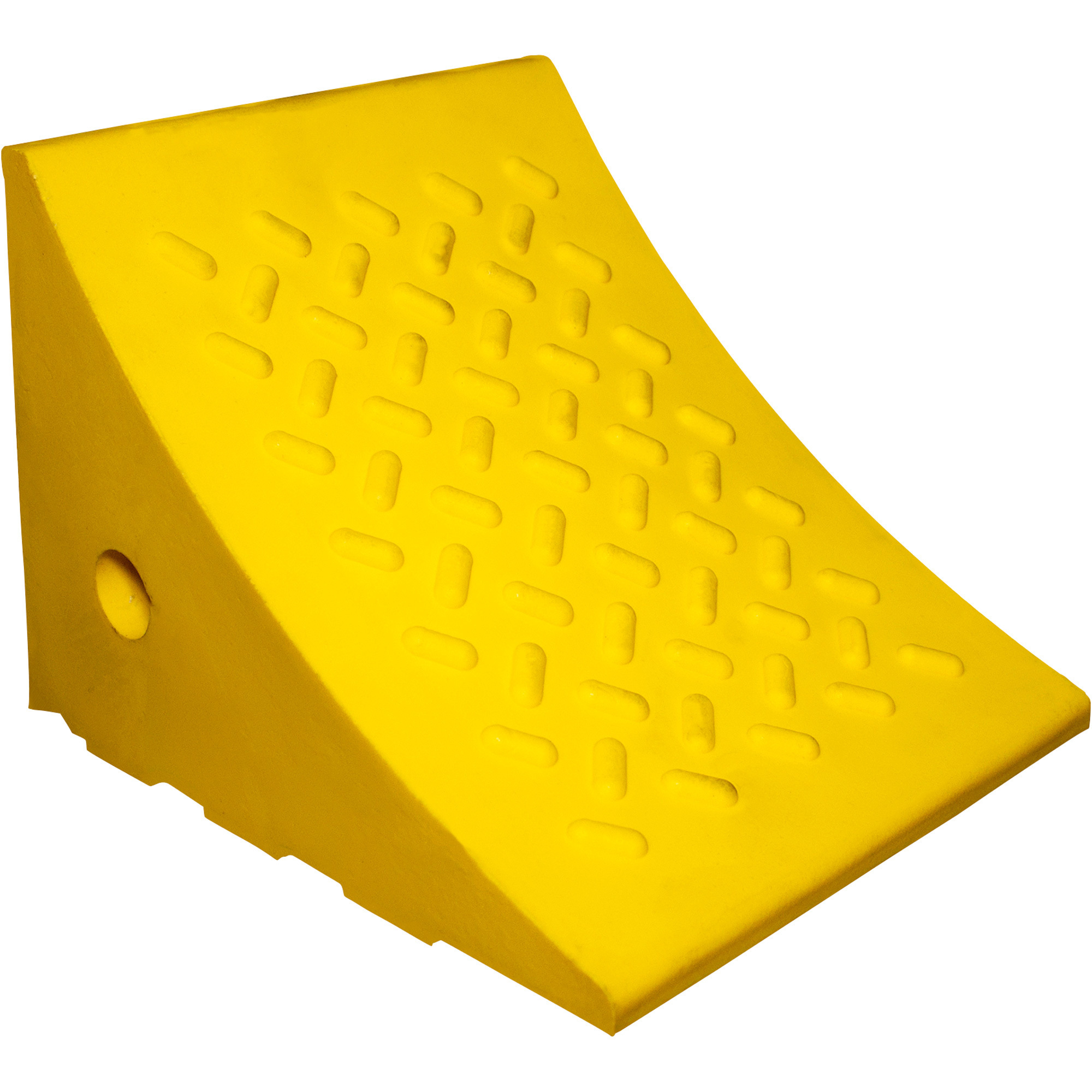 ESCO Weather-Resistant Polyurethane Wheel Chock, Safety Yellow, 10-Ton Capacity, 8.5in.L x 6.25in.H